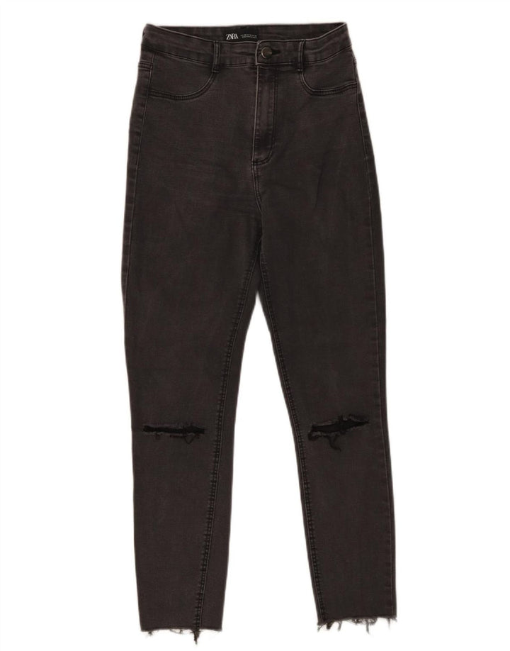 Jeans corti invecchiati Zara da donna EU 38 Small W28 L25 Grigio