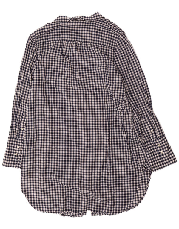 J. CREW Womens Shirt Dress UK 16 Large Navy Blue Gingham Cotton