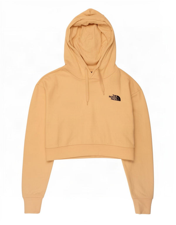 The North Face Womens Crop Hoodie Jumper UK 14 Medium Yellow Cotton