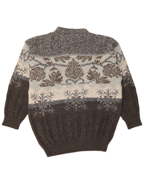 Maglione girocollo da uomo vintage IT 52 Large Grey Fair Isle acrilico