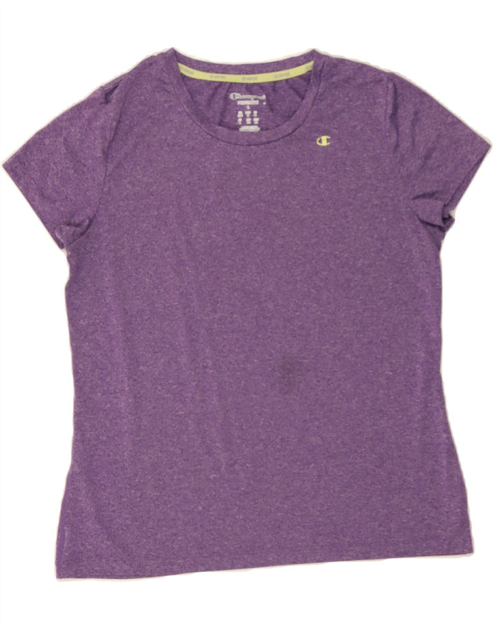 CHAMPION Womens T-Shirt Top UK 16 Large Purple Flecked Polyester Vintage Champion and Second-Hand Champion from Messina Hembry 