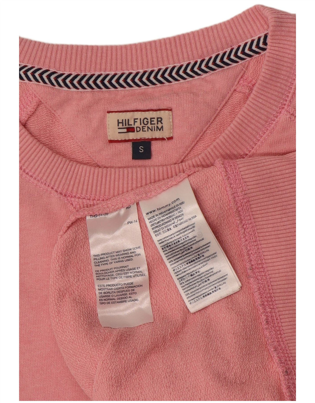 Tommy Hilfiger Donna Felpa Oversize Maglione UK 10 Piccolo Cotone Rosa