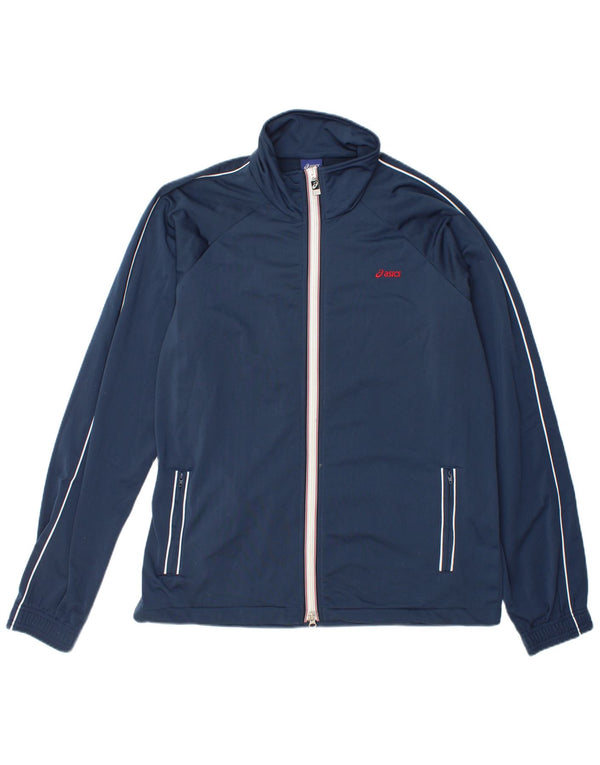 Giacca da ginnastica da uomo Asics XL in poliestere a righe blu navy