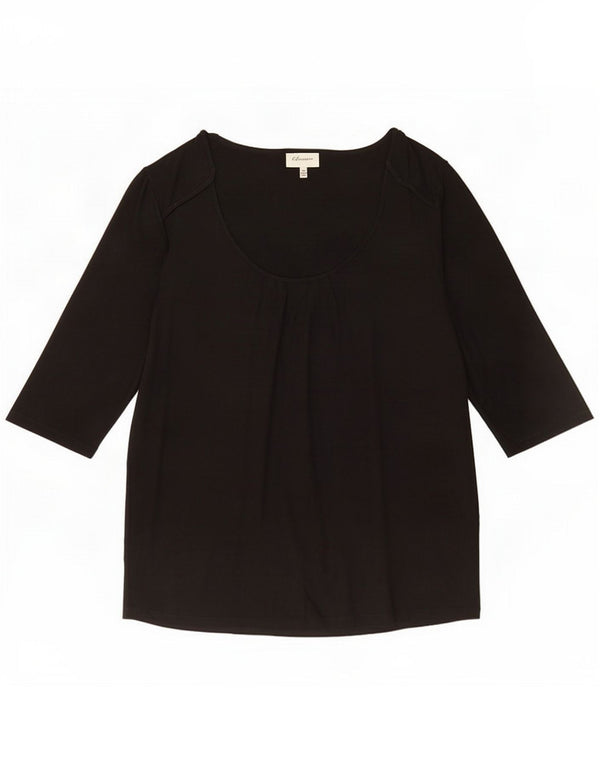 Top autografo da donna Marks & Spencer manica 3/4 UK 18 XL nero