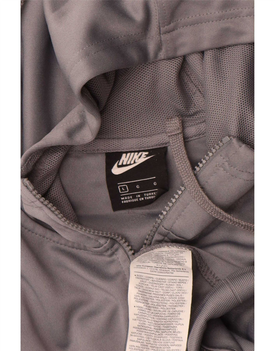 Felpa con cappuccio e zip grafica Nike da uomo, grande, in poliestere color block grigio