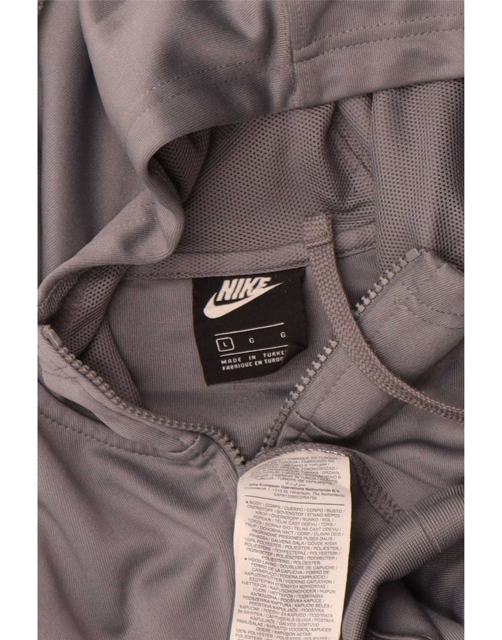 Felpa con cappuccio e zip grafica Nike da uomo, grande, in poliestere color block grigio