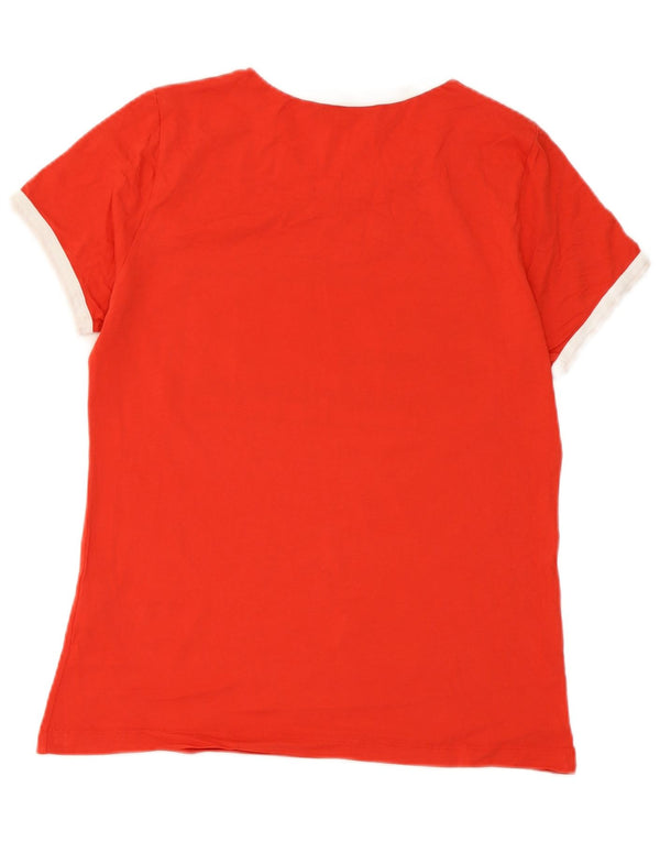 T-shirt grafica da donna Trussardi Jeans Top UK 14 Large Rosso Colourblock