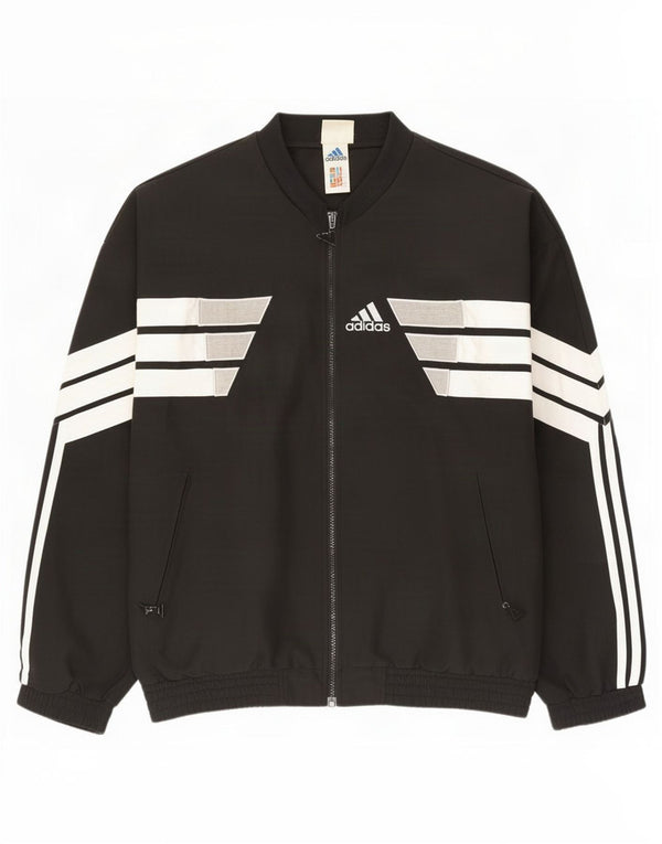 Giacca da tuta da uomo Adidas UK 44/46 Large Nero Colourblock Cotton