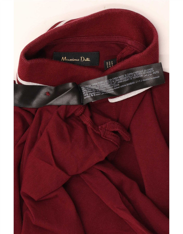 Polo da uomo Massimo Dutti in cotone a righe bordeaux medio