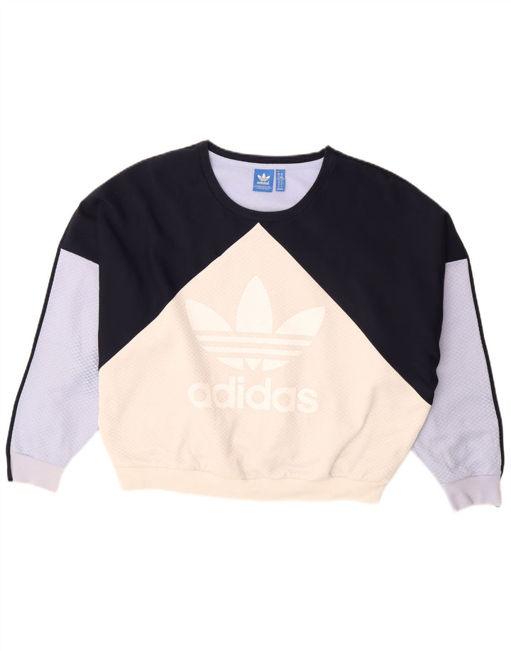 Felpa oversize da donna ADIDAS, maglione UK 14 grande multicolore