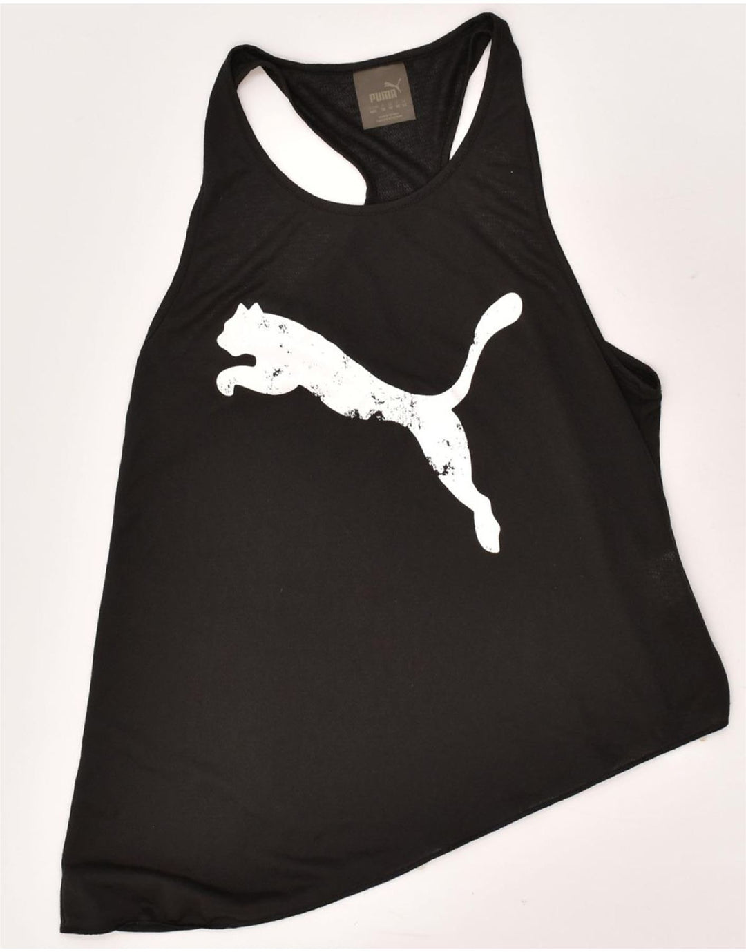 PUMA Womens Asymmetric Graphic Vest Top UK 12 Medium  Black Polyester Vintage Puma and Second-Hand Puma from Messina Hembry 