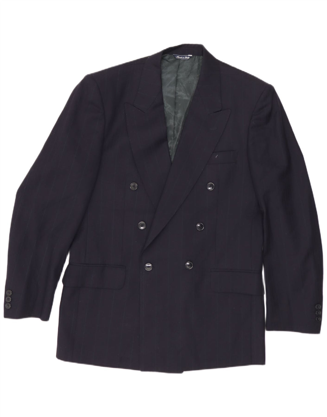 Giacca Blazer Uomo Renato Fagnucei IT 46 Small Blu Navy Gessato