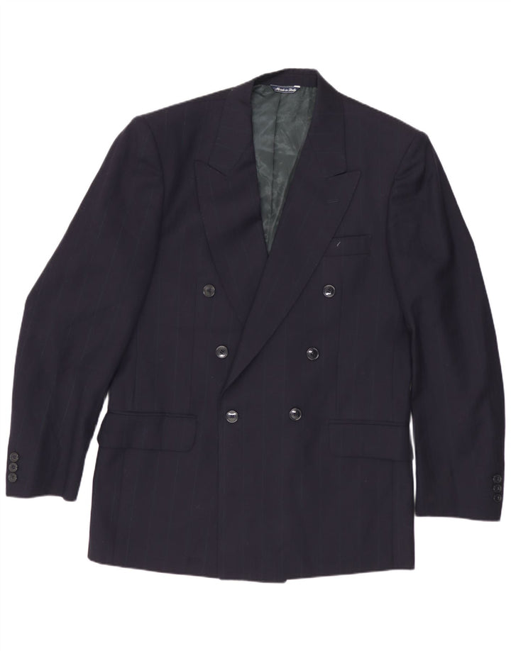 Giacca Blazer Uomo Renato Fagnucei IT 46 Small Blu Navy Gessato