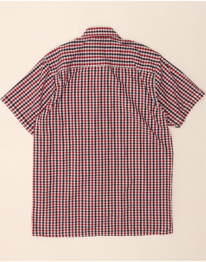 RYDALE Mens Short Sleeve Shirt Medium Burgundy Check Polyester Vintage Rydale and Second-Hand Rydale from Messina Hembry 