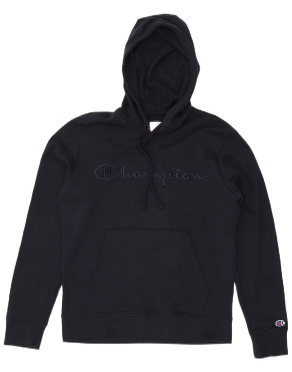 Maglione con cappuccio grafico da uomo Champion piccolo in cotone blu navy