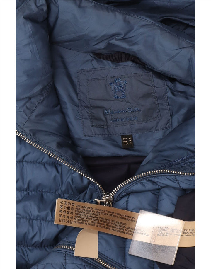 Gilet imbottito con cappuccio da donna Massimo Dutti UK 12 poliestere blu medio