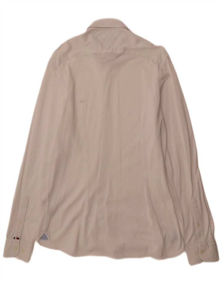 TOMMY HILFIGER Mens Slim Fit Shirt Large Off White Cotton