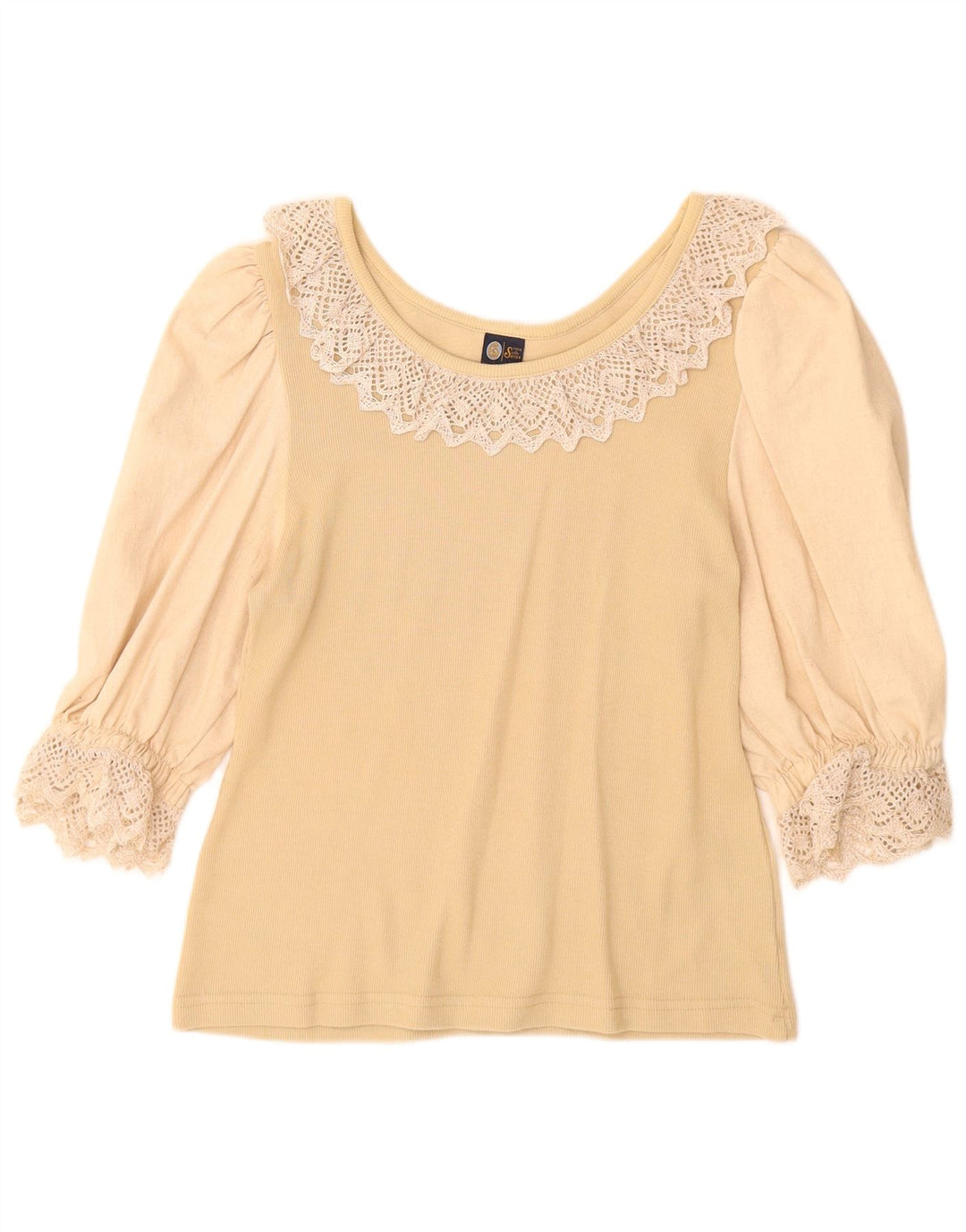 IL TUO SESTO SENSO Camicetta da donna con maniche a 3/4 Top UK 14/16 Grande cotone beige