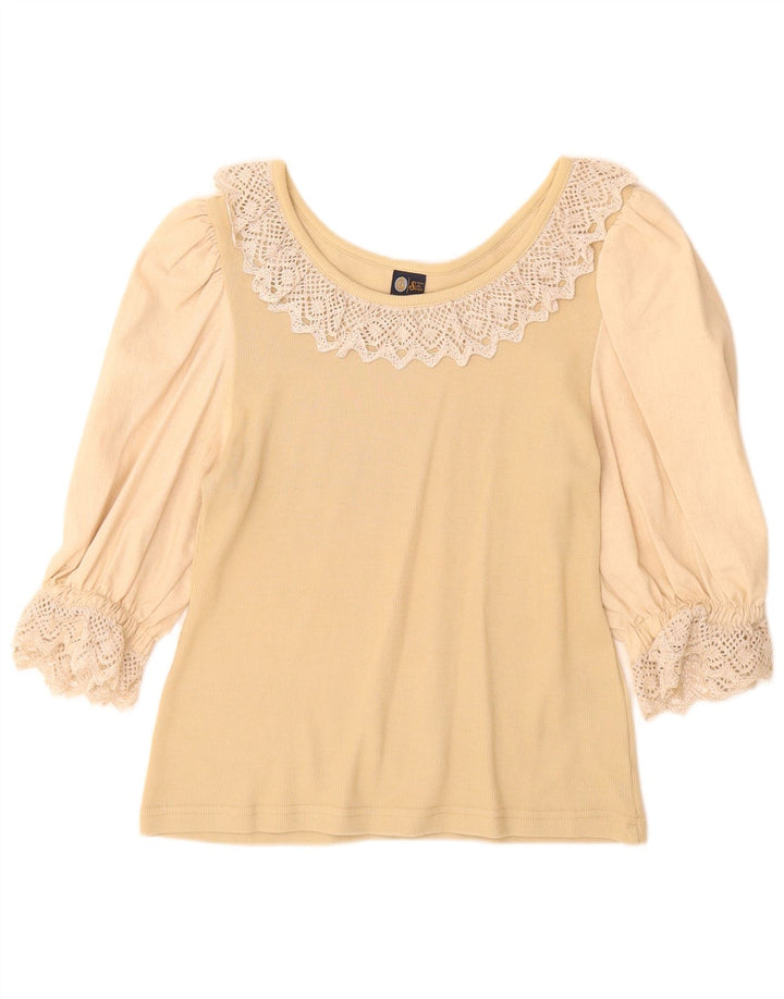 IL TUO SESTO SENSO Camicetta da donna con maniche a 3/4 Top UK 14/16 Grande cotone beige