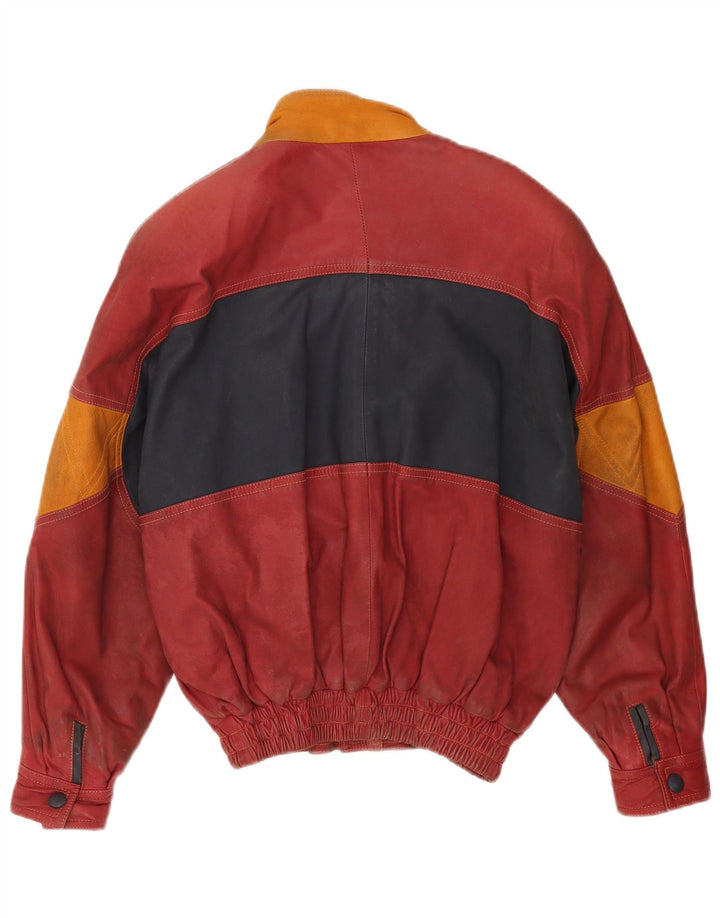 Giacca in pelle da uomo Toskana UK 38 Pelle color block rosso medio
