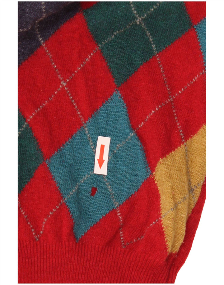 Maglione cardigan senza maniche da uomo Burlington IT 50 Large Red Argyle/Diamond