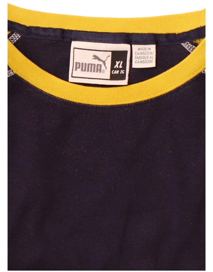Maglia PUMA da uomo a maniche lunghe XL blu navy color block sportivo