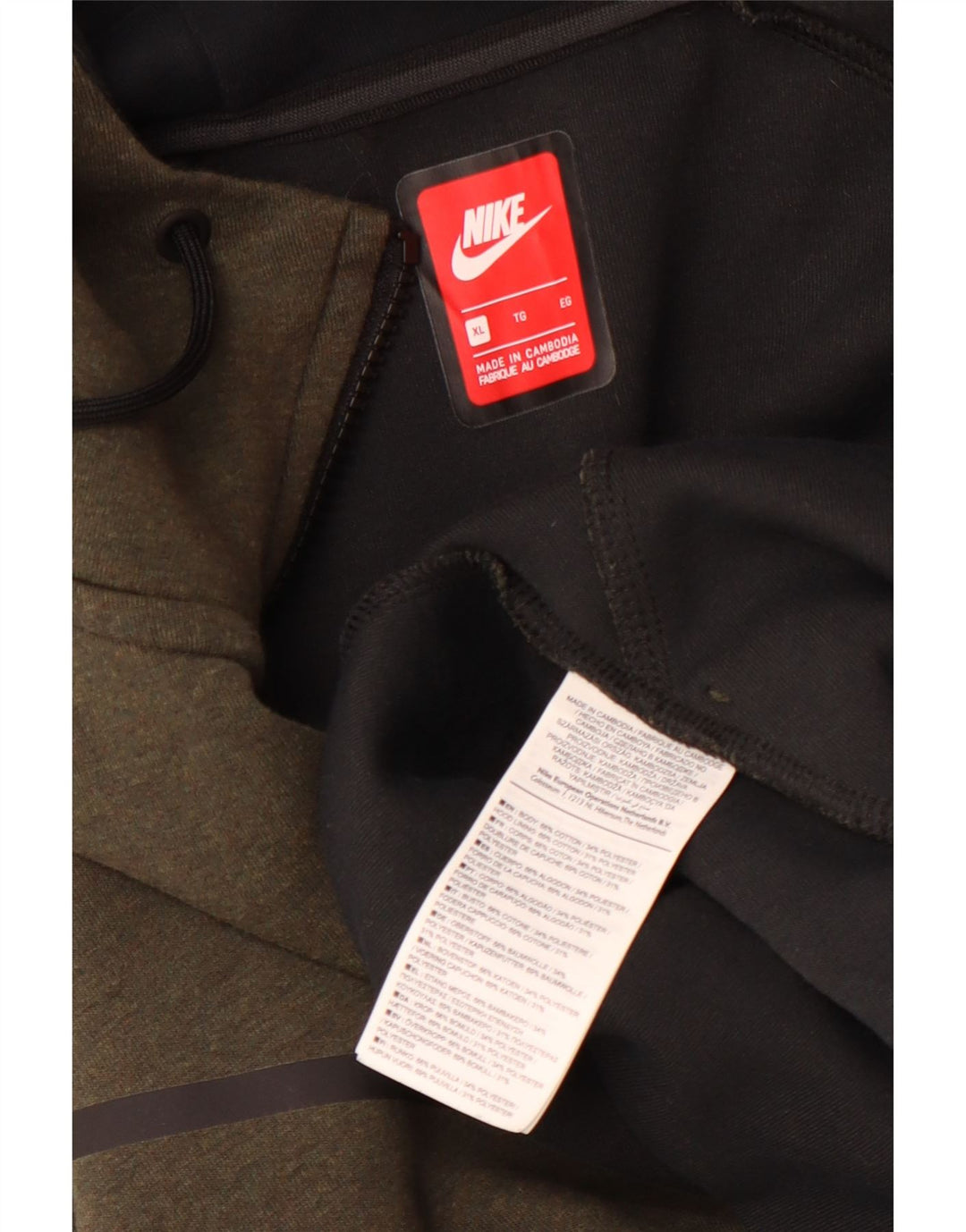 Felpa con cappuccio e zip Nike da uomo XL in cotone kaki