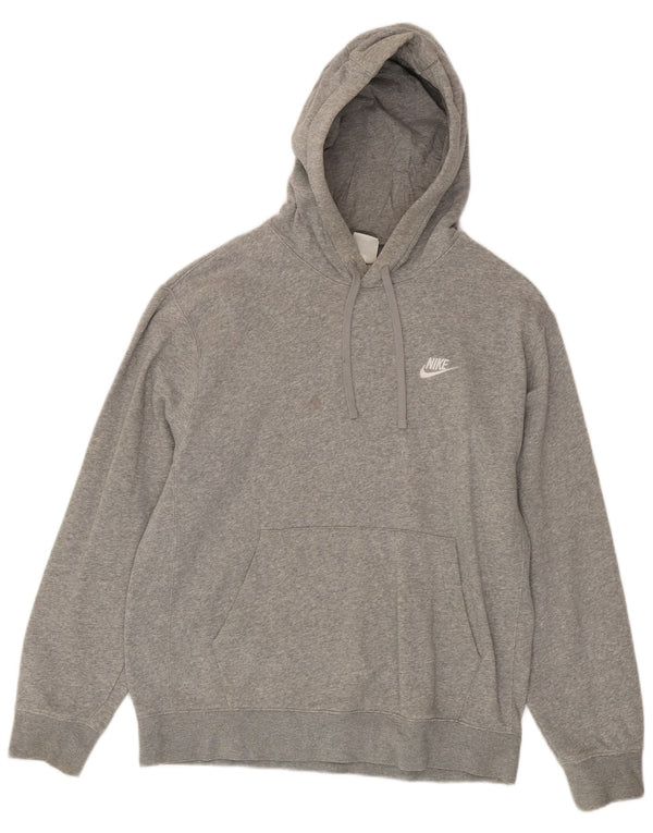 Felpa con cappuccio da uomo Nike in cotone mélange grigio medio