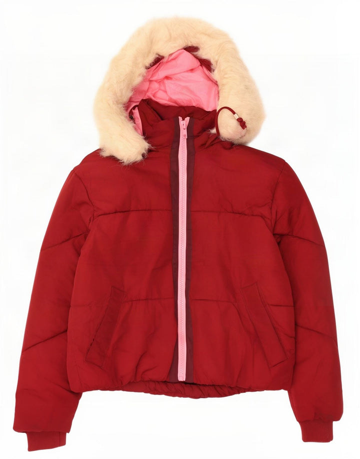 Giacca imbottita oversize con cappuccio da donna Topshop UK 6 XS poliestere rosso