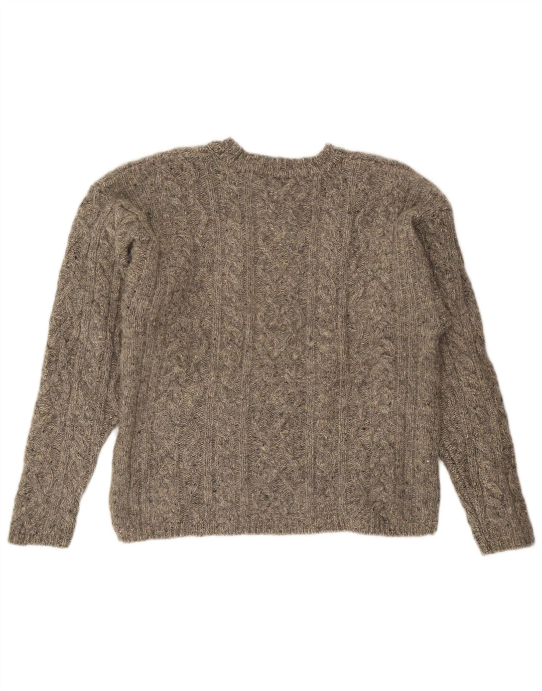 Maglione maglione girocollo da donna vintage UK 14 Lana screziata grigio medio