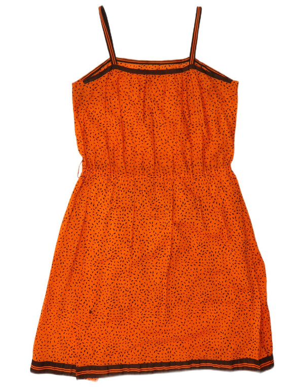 Prendisole vintage da donna UK 14 medio arancione maculato