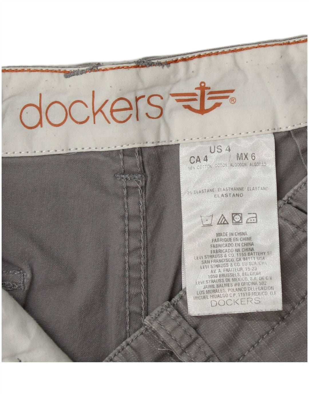 Pantaloncini chino da donna DOCKERS US 4 piccoli W28 cotone grigio