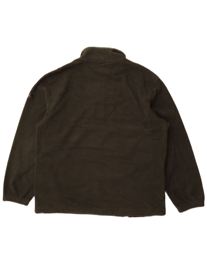 Maglione in pile da uomo con zip e collo IZOD, grande color kaki