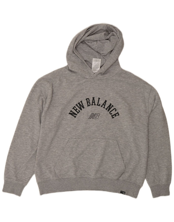 Felpa con cappuccio grafica da uomo New Balance, piccola, in cotone grigio sportivo
