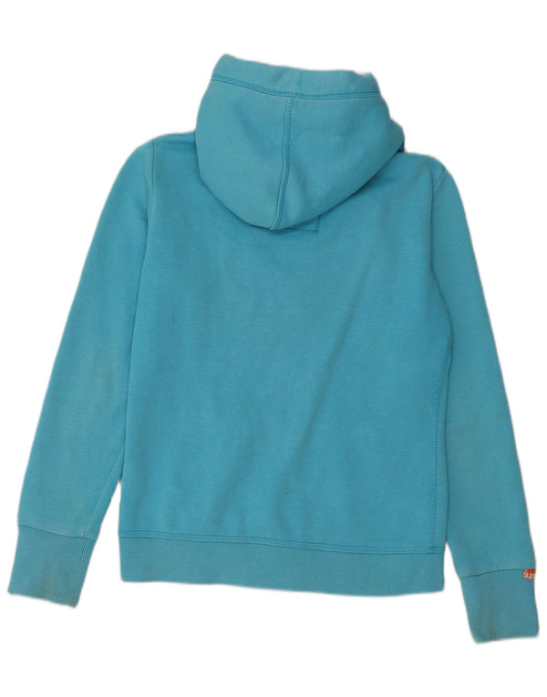 Maglione con cappuccio e zip da donna Superdry UK 10 piccolo cotone blu