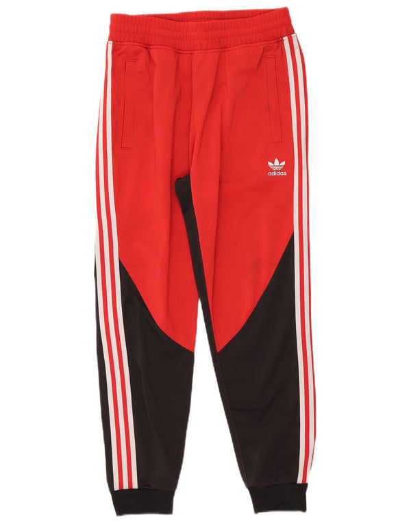 Pantaloni da tuta da uomo Adidas Small in poliestere color block rosso
