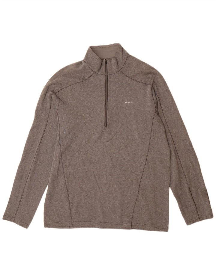 PATAGONIA Tuta da uomo pullover con zip e collo, grande, in poliestere grigio