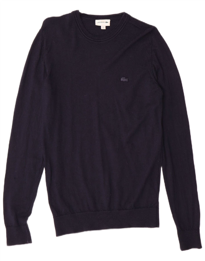 Maglione maglione girocollo da uomo Lacoste taglia 4 medio blu navy lana vergine