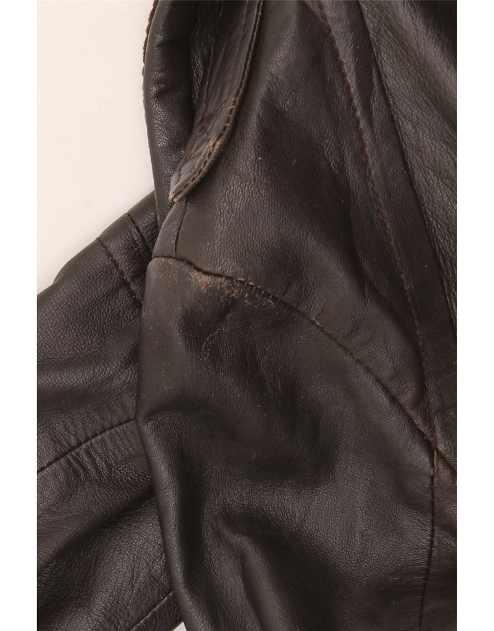 Giacca in pelle da donna Zara UK 10 piccola in pelle marrone