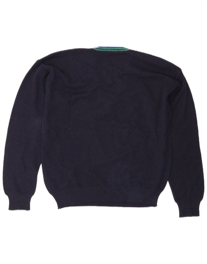 Maglione vintage da uomo con scollo a V IT 50 lana blu navy media