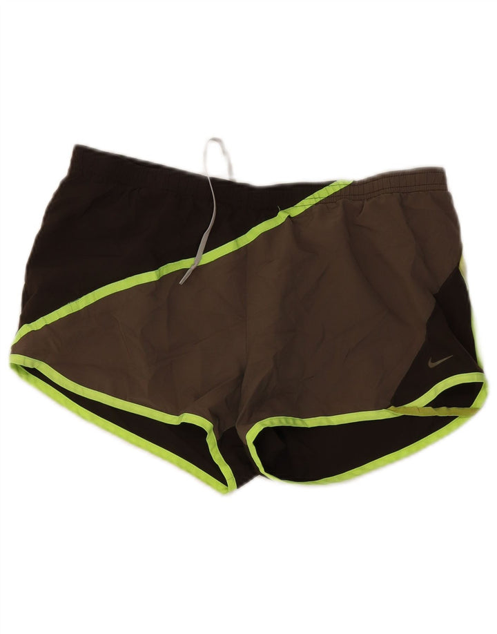 Pantaloncini sportivi Nike Dri Fit da uomo in poliestere color block marrone medio