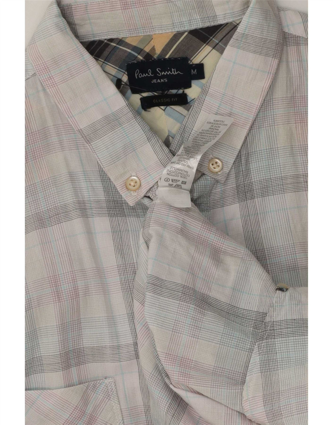 Camicia da uomo Classic Fit Paul Smith, cotone a quadri multicolore medio