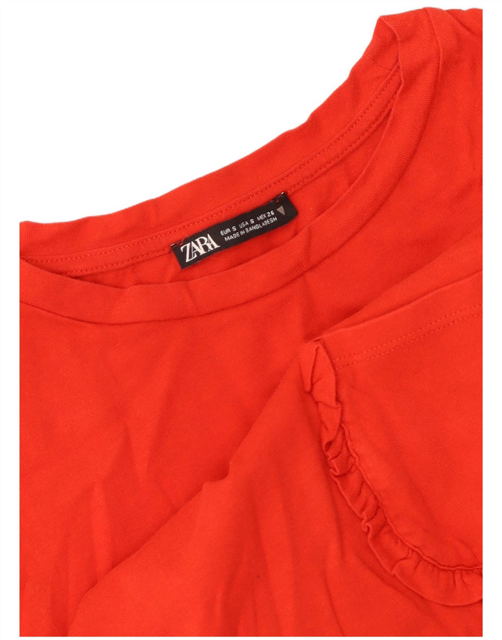 T-shirt corta da donna Zara UK 10 piccola rossa