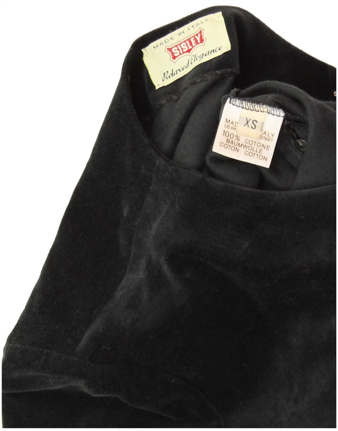 Abito tubino in velluto da donna SISLEY UK 6 XS cotone nero