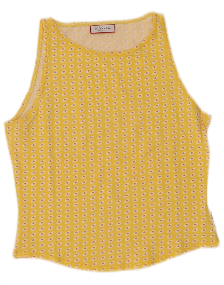 Max & Co. Canottiera corta da donna UK 12 Cotone geometrico giallo medio