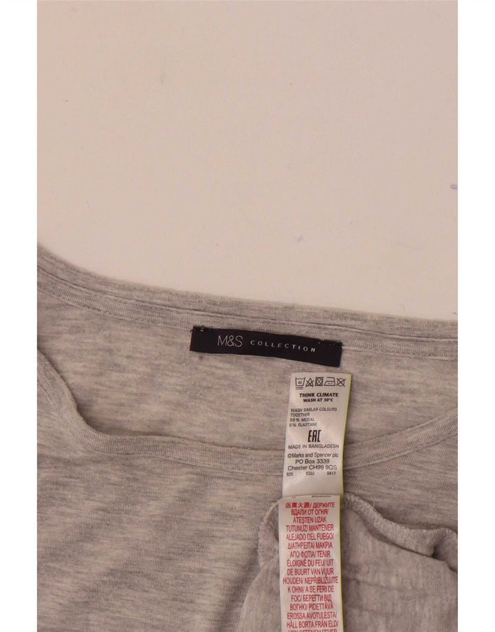 Top manica lunga da donna Marks & Spencer UK 14 grigio medio modal