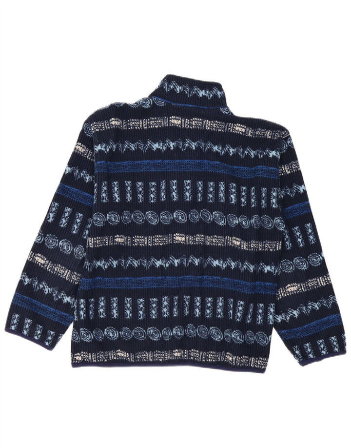 Maglione in pile da uomo con zip e collo Invicta piccolo in poliestere geometrico blu navy