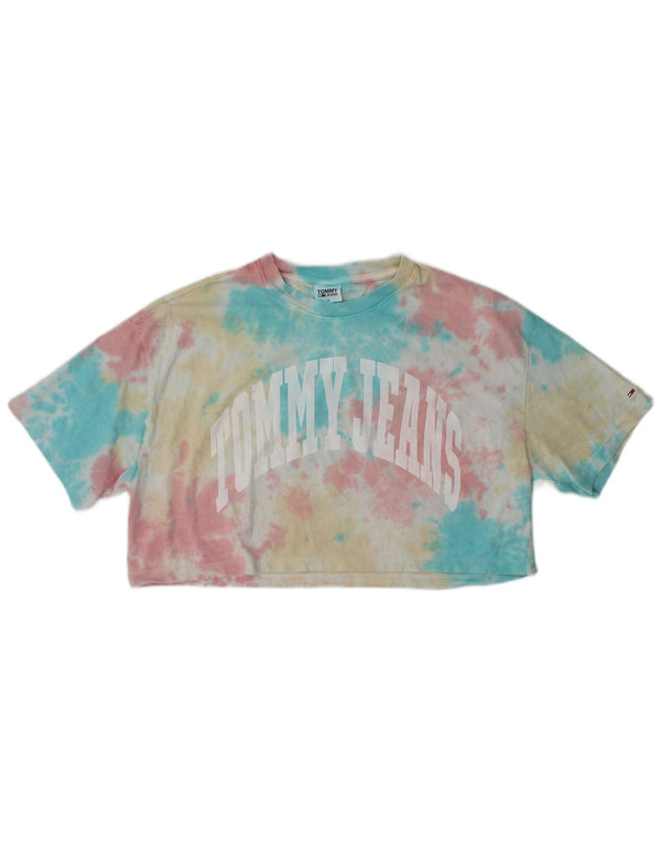 TOMMY HILFIGER T-shirt grafica da donna Top UK 18 XL Tie Dye multicolore