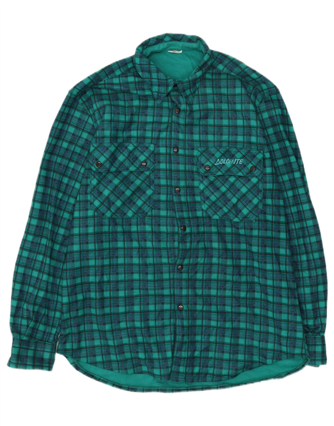 DOLOMITE Camicia in flanella da uomo in poliestere a quadri verde medio