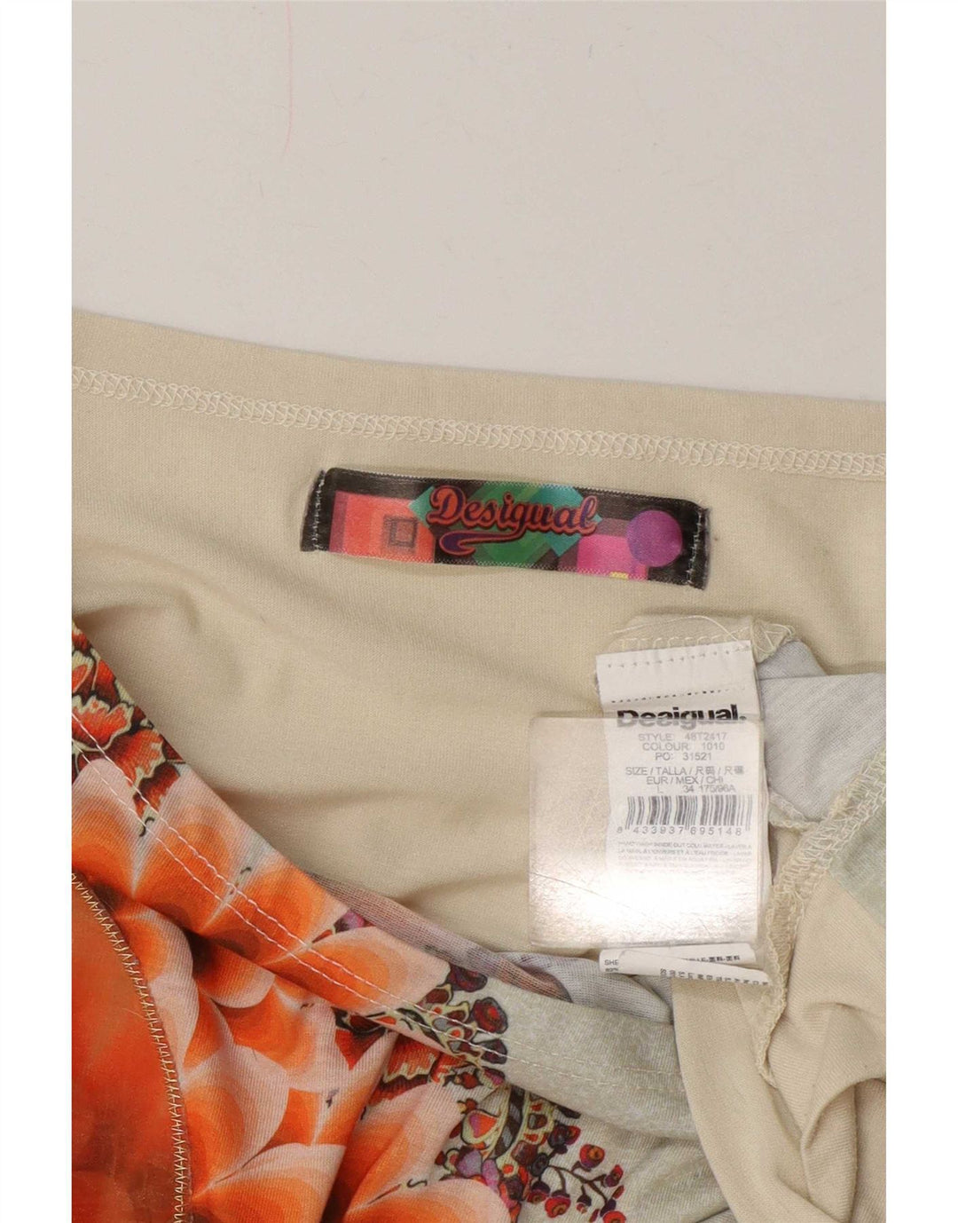 Desigual Camicetta oversize da donna Top UK 16 Grande poliestere floreale beige